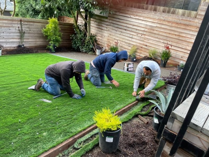 artificial grass installation project in Reno